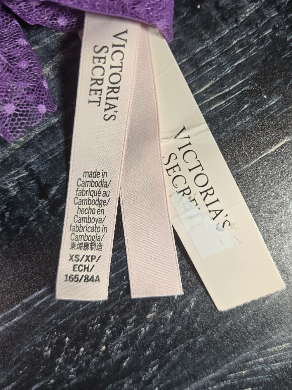 Victoria's Secret Purple Lace Bow-Front Strappy Teddy - Picture 4 of 6
